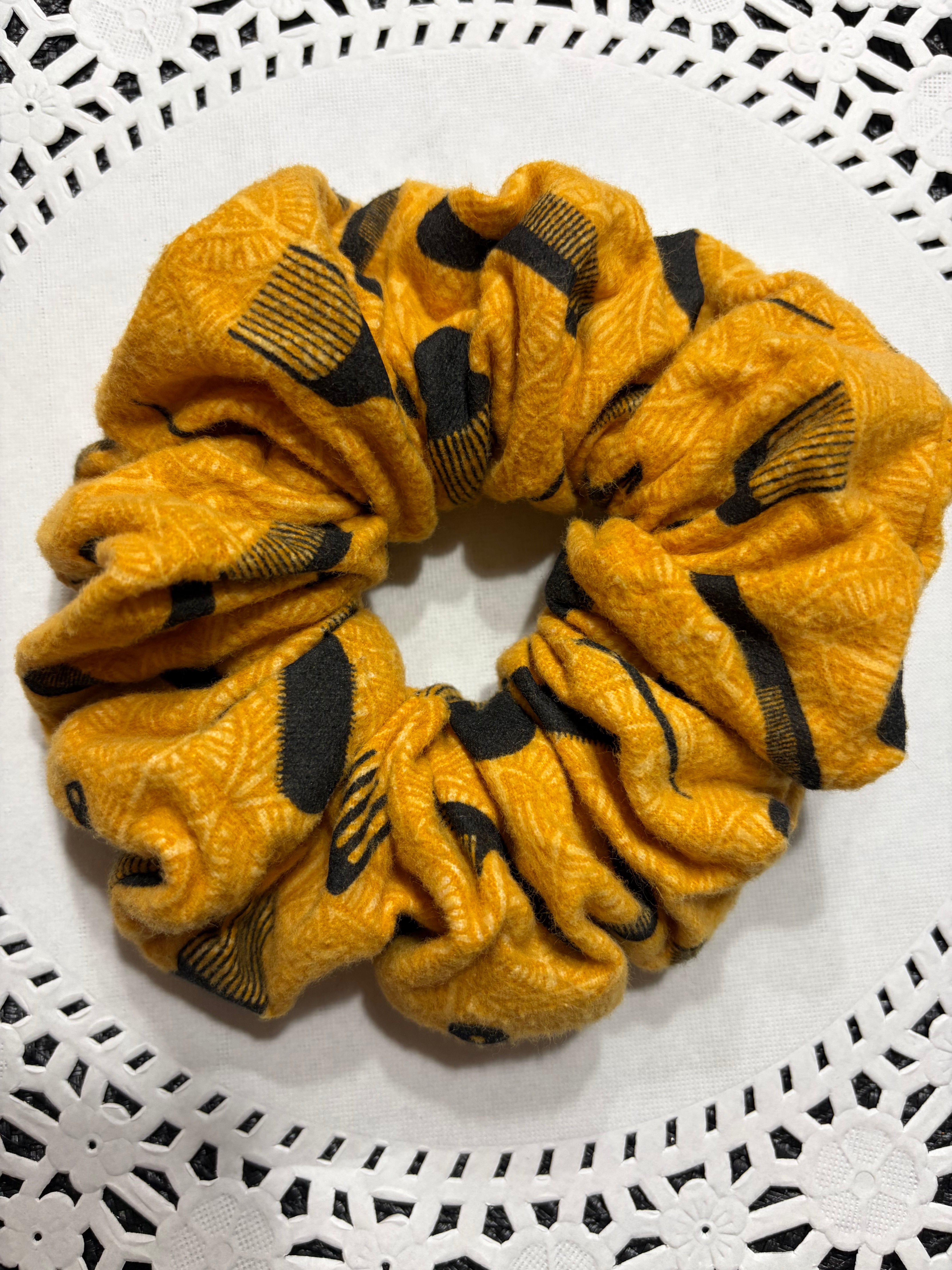 Golden mustard beautician design large scrunchie