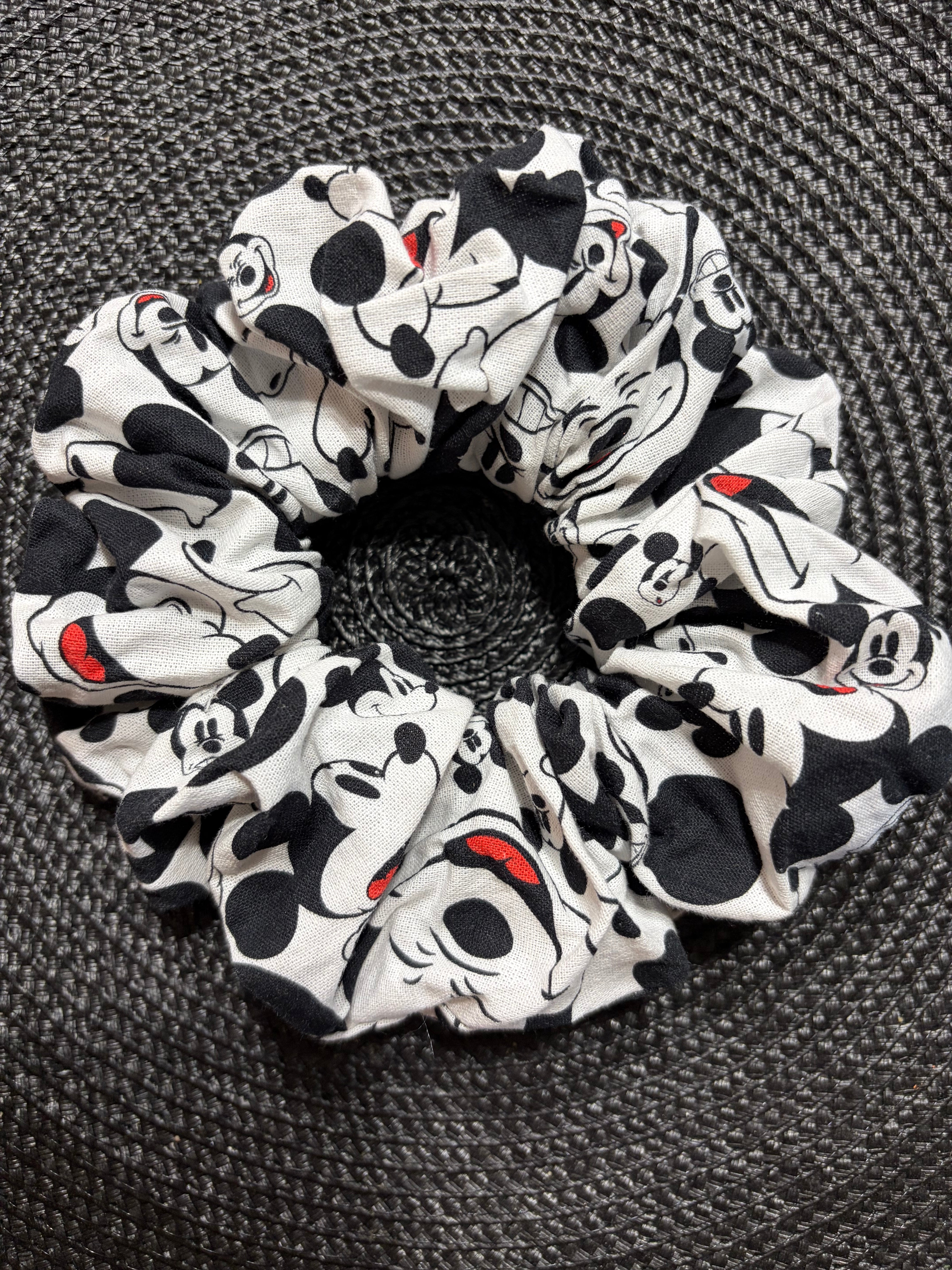Black and white Mickey large scrunchie