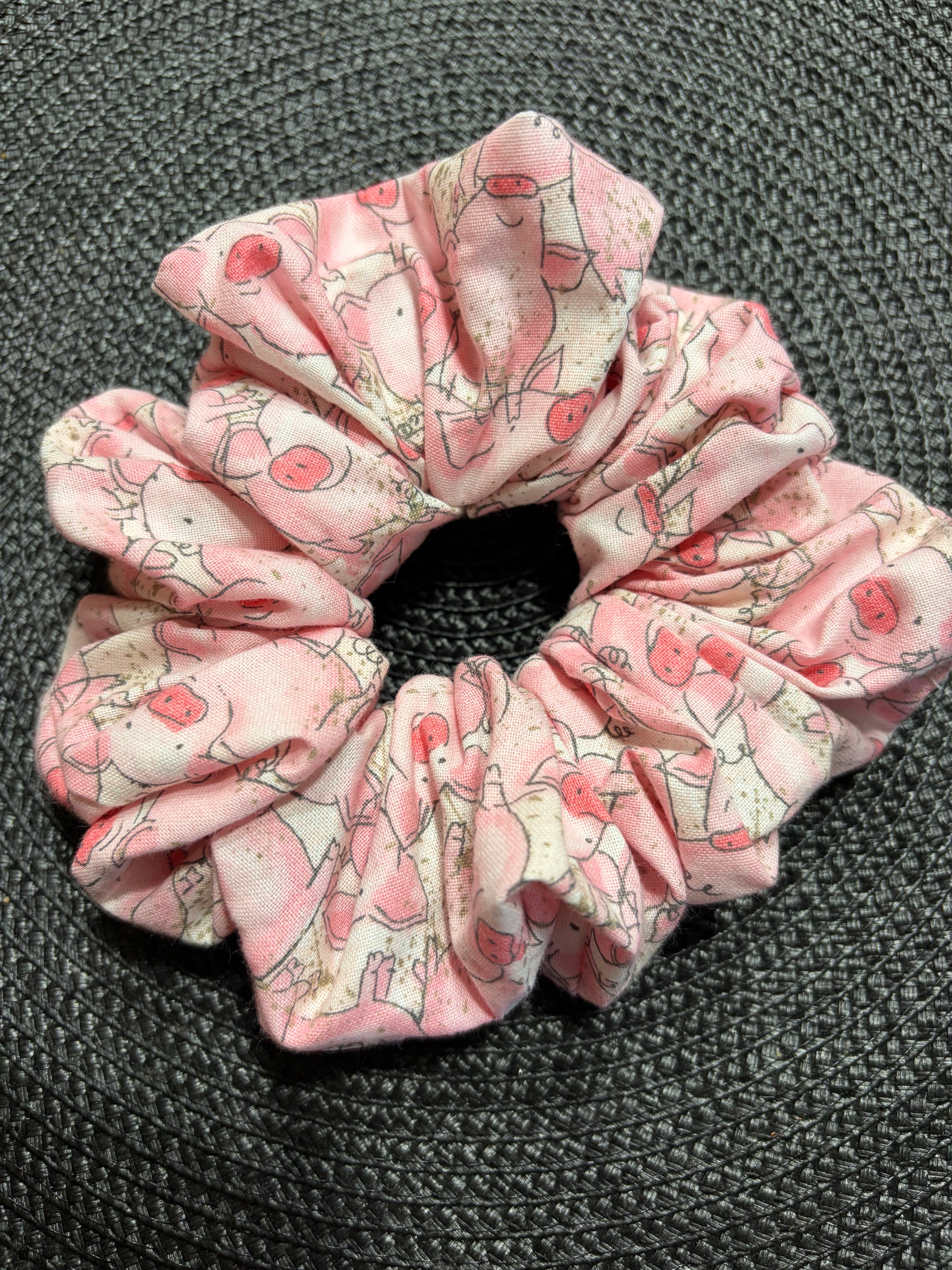 Pink pig large scrunchie